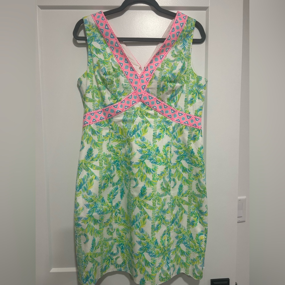 Lily pulitzer Tropical Green and Pink Sleeveless Dress size 10